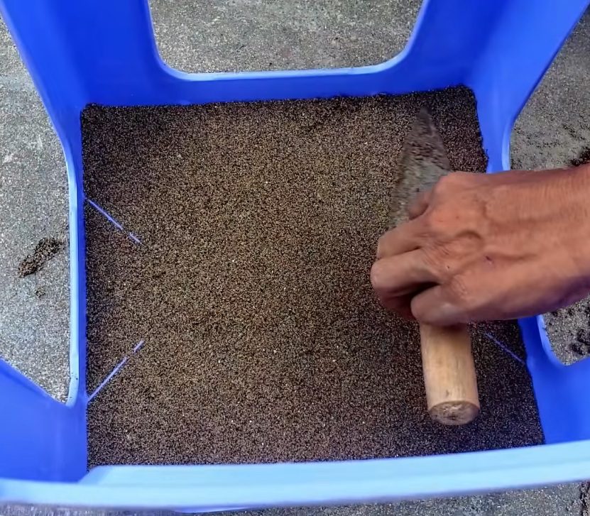 Man uses ceramic tiles and plastic chairs to create the most beautiful