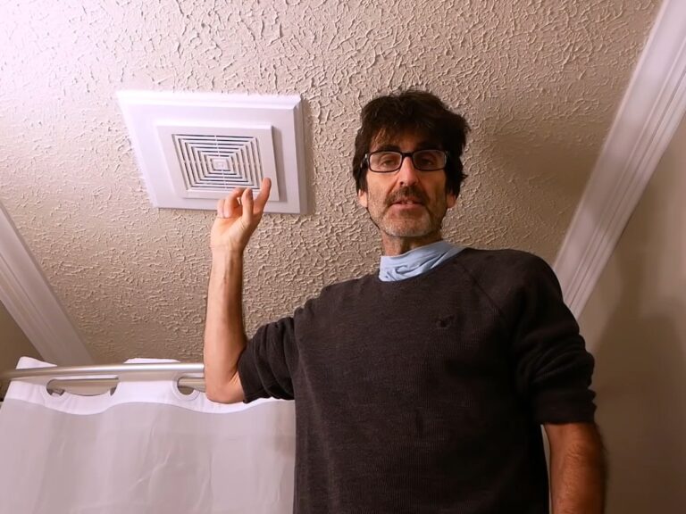 Home repairman shows how to replace bathroom fan in 5 minutes