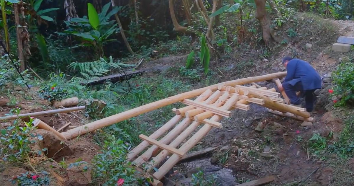 Grandpa gets over 58M views building beautiful wooden bridge with no