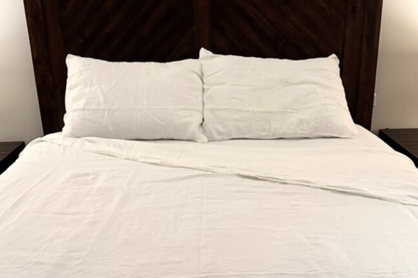 Parachute Linen sheets on bed
